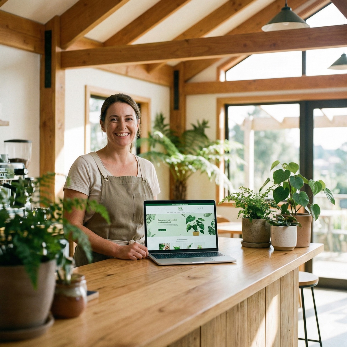 NZ business owner proudly viewing their new website