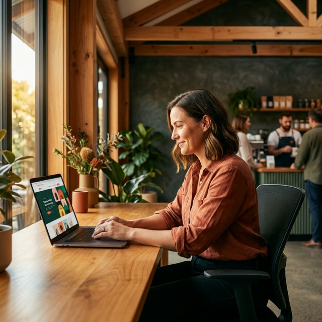 Small business owner building their website